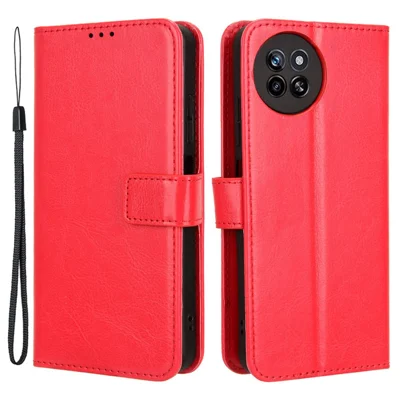 Funda para itel S23 S665L, con textura de cuero de caballo loco y cubierta de teléfono de TPU - Rojo