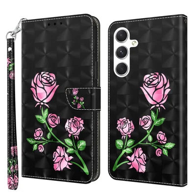 For Samsung Galaxy S24+ Case 3D Pattern Printing Phone Cover with Wallet Stand - Rose Flower