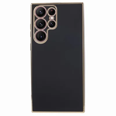 For Samsung Galaxy S24 Ultra Case TPU Glossy 6D Electroplating Phone Back Cover - Black