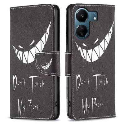 For Xiaomi Redmi 13C 4G / 13C 5G / 13R 5G / Poco M6 5G / Poco C65 4G Case PU Leather Pattern Printed Smart Phone Wallet Cover - Don't Touch My Phone