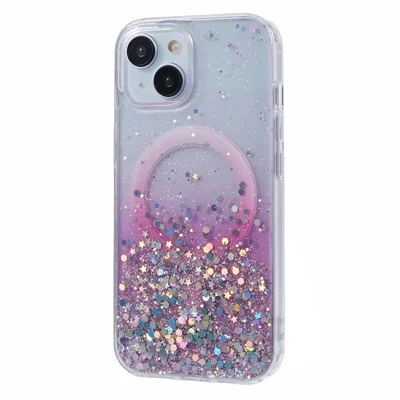 JTW-Serie für iPhone 13 Case Gradient Glitter Acryl+TPU Magnetisches Handyhülle - Pink