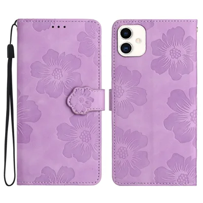 For Samsung Galaxy A05s 4G PU Leather Wallet Phone Cover Flowers Imprinted Flip Stand Phone Case - Purple