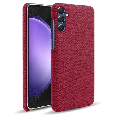 Phone Case for Samsung Galaxy S23 FE Anti-Scratch Phone Cover Cloth+PC Shell - Red