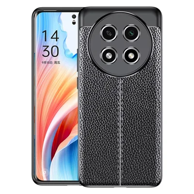 Litchi-struktur Telefonlåda för Oppo A2 Pro 5G Dammskyddande TPU Hölje - Svart