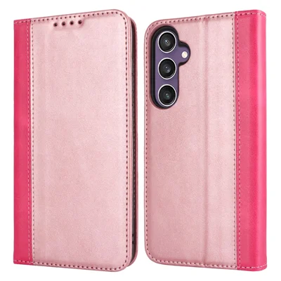 Für Samsung Galaxy S23 FE Case PU-Leder Zweifarbiges Verledderung Handyhülle - Rose Gold+Rose