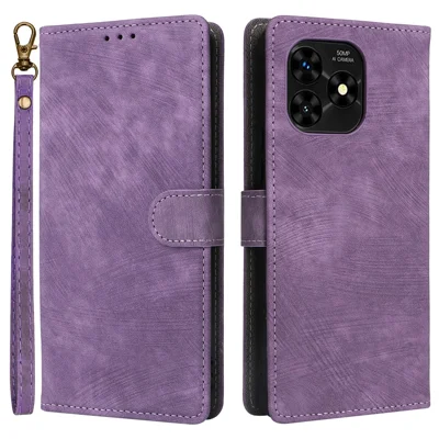 For Umidigi G5 / G5A Case RFID Blocking PU Leather Smartphone Cover with Strap - Purple