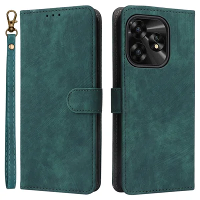 For Umidigi A15 / A15C Wallet Case PU Leather RFID Blocking Phone Cover with Strap - Green
