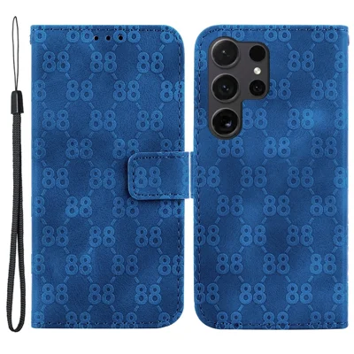 For Samsung Galaxy S24 Ultra Case Double 8-Shape Flip PU Leather Phone Cover - Dark Blue