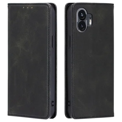 For Nothing Phone (2) Case Magnetic Auto Closing Phone Leather Cover - Black