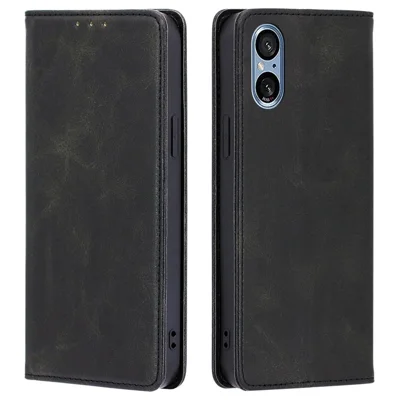 For Sony Xperia 5 V Case Magnetic Closure Wallet Leather Cover - Black