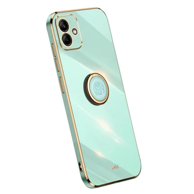 XINLI Для чехла Samsung Galaxy A05 4G Electroplating Edge Ring Kickstand TPU Cover - Cyan