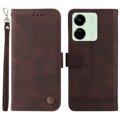For Xiaomi Redmi 13C 4G / 5G / 13R 5G / Poco M6 5G / Poco C65 4G Leather Wallet Cases Skin Touch Phone Cover Stand with Strap - Brown