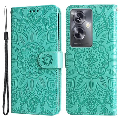 Für Oppo A79 5G / A2 5G Hülle Sonnenblumen-Abbildung PU-Leder Magnetverschluss Handyhülle - Grün