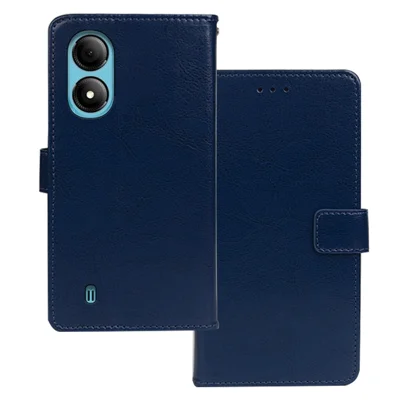 IDEWEI voor ZTE Blade A33S hoes PU leer telefoonhoes stootvaste telefoonshell portemonnee met standaard - Blauw