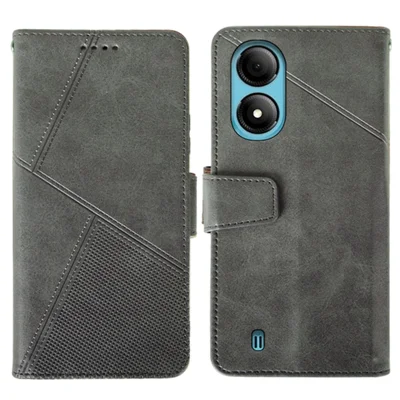 IDEWEI voor ZTE Blade A33S hoesje Kalfsstructuur PU leer+TPU standaard mobiele telefoonhoes - Zwart