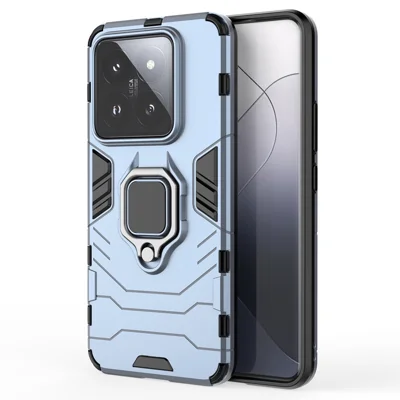 Voor Xiaomi 14 Pro hoesje Stootvast telefoonhoesje met standaard PC+TPU telefoonschil - Blauw
