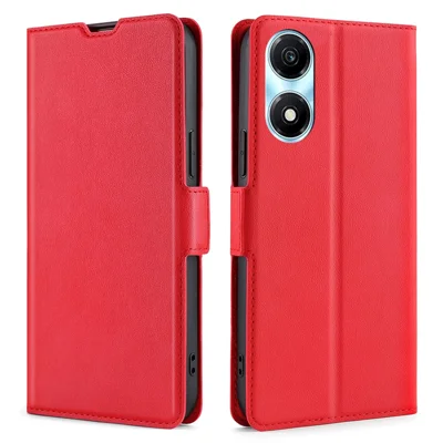 For Honor X5 Plus / Play 40C 5G Case Card Holder Leather Stand Cover - Red