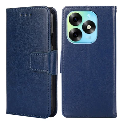 For itel S23+ Case TPU+PU Leder Geldbörse Stand Anti-Drop Phone Cover - Saphir