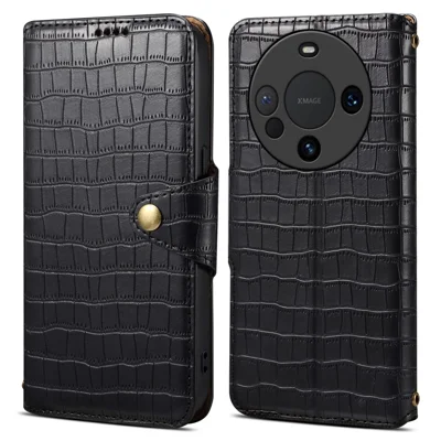 For Huawei Mate 60 Pro Case Stand Wallet Drop-proof Leather Cover - Black