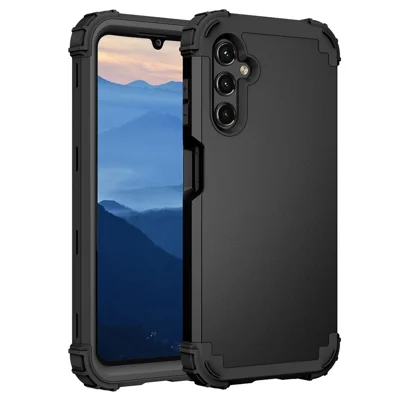 L-Style For Samsung Galaxy A15 4G Case PC + TPU Drop Protective Phone Cover - Black+Black