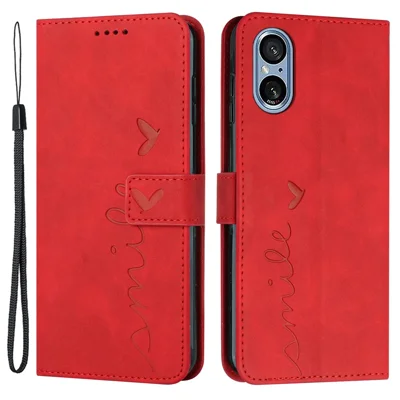 Funda para Sony Xperia 5 V, de piel PU con soporte, funda de teléfono móvil - Rojo
