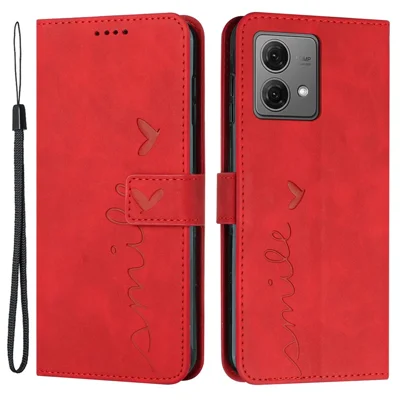 For Motorola Moto G84 5G Case Leather Phone Cover with Wallet Stand - Red