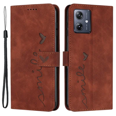 Voor Motorola Moto G54 5G hoesje met zachte PU lederen wallettelefoonhoes - Bruin