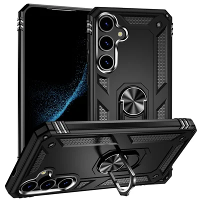 Funda para Samsung Galaxy S24 Resistente a caídas Protector de teléfono PC + TPU con soporte - Negro