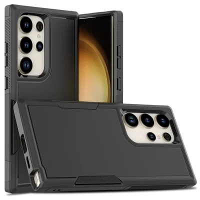 Voor Samsung Galaxy S24 Ultra hoesje slank hard PC+TPU telefoonbeschermer - Zwart