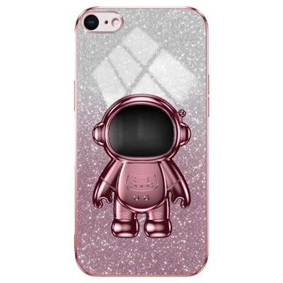 Voor iPhone 6 4,7 inch / 6s 4,7 inch / 7 4,7 inch / 8 4,7 inch / SE (2022) / SE (2020) hoesje met glitters en astronaut ontwerp PC+TPU beschermmantel - Roze