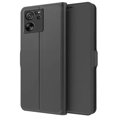 For Xiaomi 13T / 13T Pro / Redmi K60 Ultra Leather Phone Case Card Slots TPU Protective Interior Cover - Black