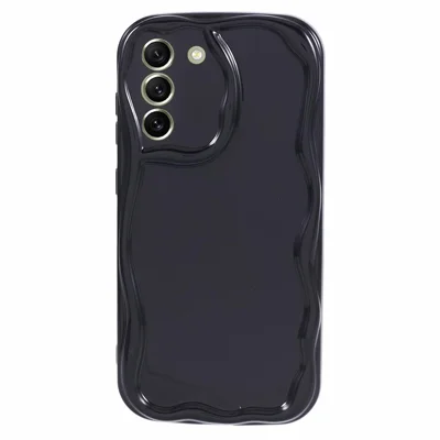 YX Series For Samsung Galaxy S21 FE 5G Case Wave Design Soft TPU Phone Cover (Precise Cutout) - Black