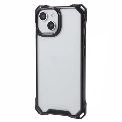 For iPhone 15 Plus Case Shockproof TPU+Acrylic Slim Phone Case - Transparent Black