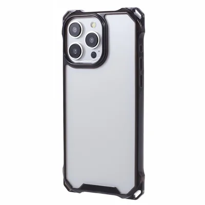 For iPhone 15 Pro Protective Case Reinforced Corner Clear Phone Cover - Transparent Black