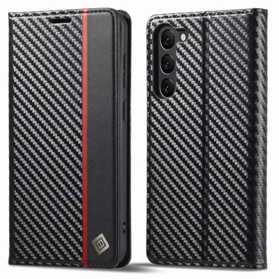 LC.IMEEKE Per Samsung Galaxy S24+ Custodia per Telefono Custodia Protettiva in Fibra di Carbonio Antishock - Righe Verticali