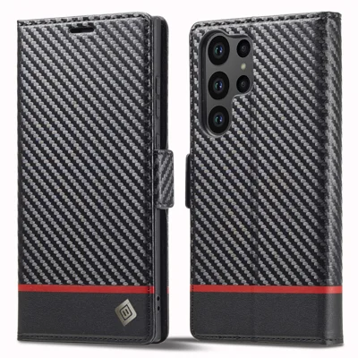 LC.IMEEKE For Samsung Galaxy S24 Ultra Case Carbon Fiber Texture Anti-drop Phone Guard Cover - Horizontal Stripe