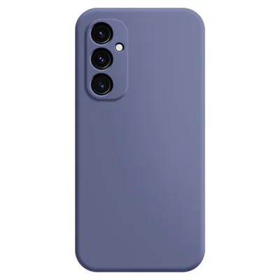 Funda de teléfono con textura de goma para Samsung Galaxy S24+ Funda de teléfono con borde recto de TPU - Gris Azul
