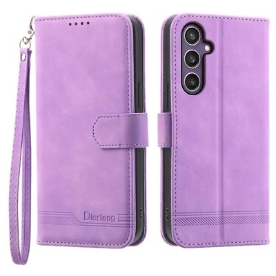 DIERFENG DF-03 für Samsung Galaxy S24 Hülle Bedruckt Ständer Handyhülle mit Handschlaufe - Lila