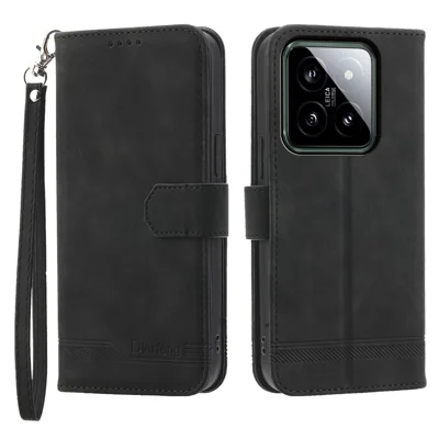 DIERFENG DF-03 Per Xiaomi 14 Custodia Imprinted Chiusura Magnetica Protettore Telefono - Nero