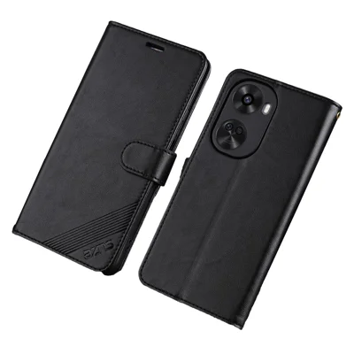 AZNS Para Huawei nova 11 SE / nova 12 SE 4G Capa Capa Carteira Magnética em Pele PU - Preto