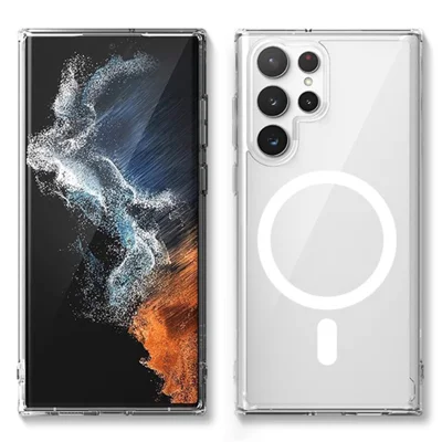 Voor Samsung Galaxy S24 Ultra hoesje Magnetisch TPU Kristal Telefoon Achterklep