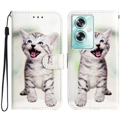 Für Oppo A79 5G / A2 5G Hülle Musterdruck Ständer Magnetverschluss Handyhülle - Katze