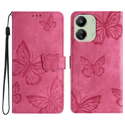 For Xiaomi Redmi 13C 4G / 13C 5G / 13R 5G / Poco C65 4G / Poco M6 5G Case Butterfly Imprinted Skin-Touch Phone Cover - Rose