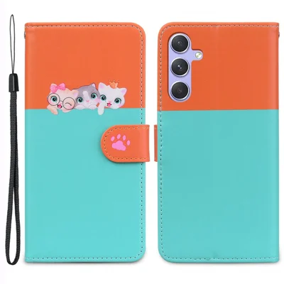 Cartoon Pet Series for Samsung Galaxy A54 5G Case Animal Pattern Phone Leather Cover - Sky Blue