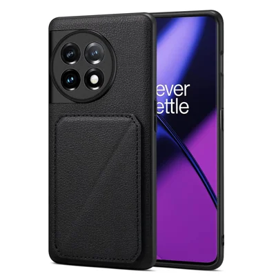 For OnePlus Ace 2 5G / 11R 5G Case with Card Holder PU Leather Kickstand Phone Back Cover - Black