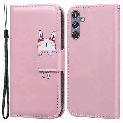 For Samsung Galaxy M34 5G / F34 5G Cartoon Animal Pattern Wallet Leather Cover Cell Phone Cases - Pink