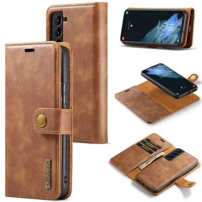 DG.MING für Samsung Galaxy S24+ Hülle Split Leder Brieftasche Abnehmbares Telefon-Cover - Braun