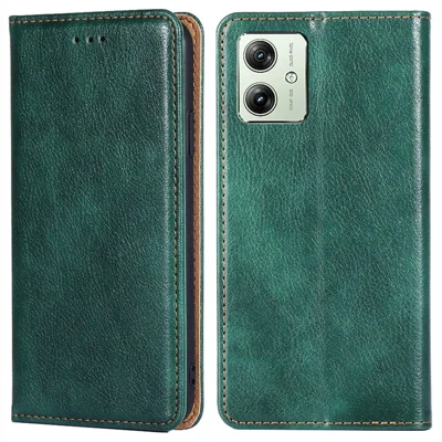 Voor Motorola Moto G54 5G Hoesje Slanke Telefoonhoes Portemonnee PU Leren Telefoonstandaard Cover - Groen