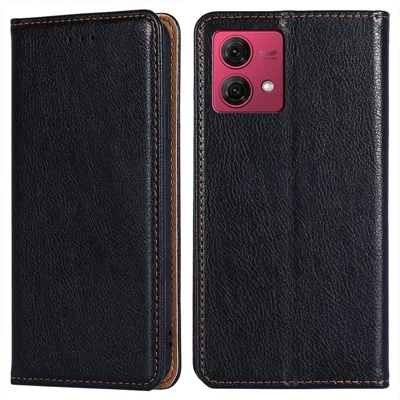 For Motorola Moto G84 5G PU Leather Cover Shockproof Phone Case Stand Wallet - Black