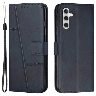 For Samsung Galaxy A25 5G (Global) (161.0 x 76.5 x 8.3mm) Cell Phone Case Calf Texture Leather Wallet Cover - Sapphire